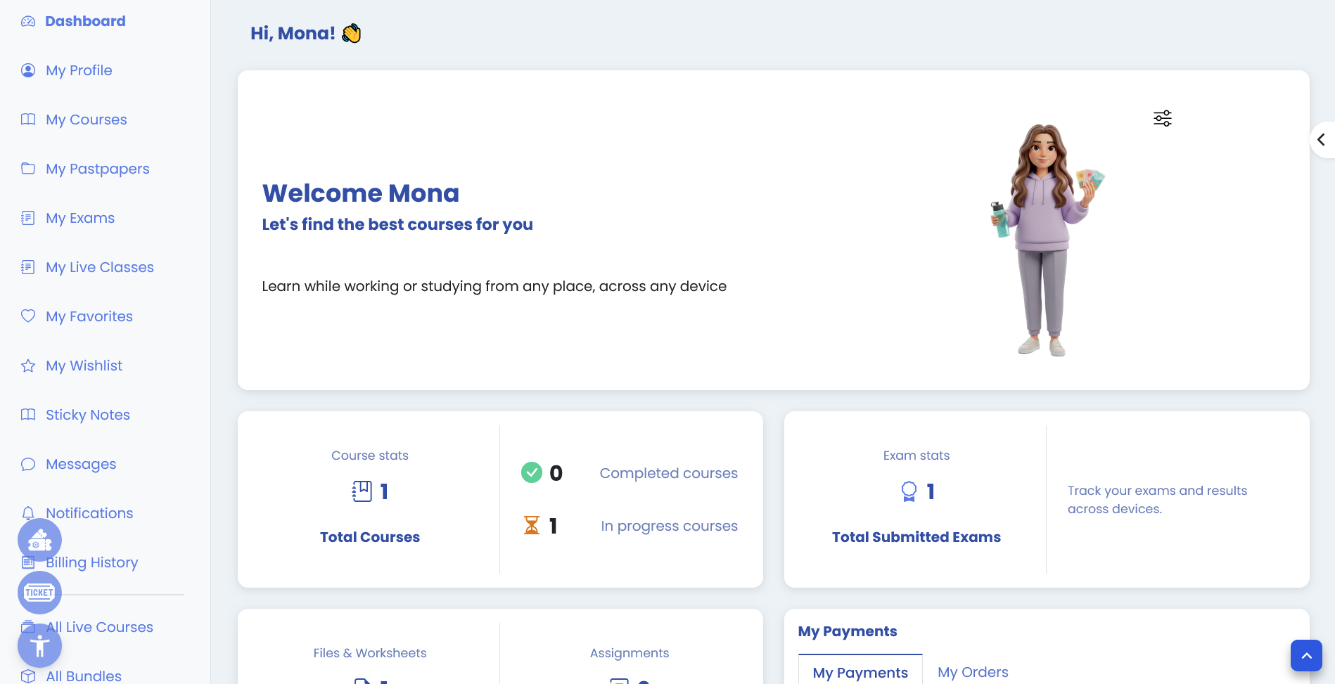 Student dashboard preview
